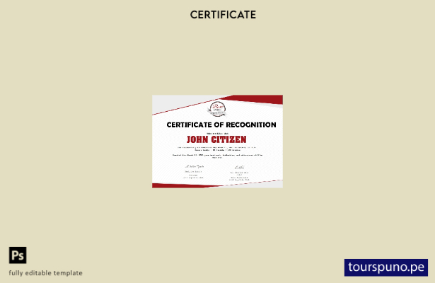 Plantilla de versión del certificado de reconocimiento de EE. UU. lista para imp